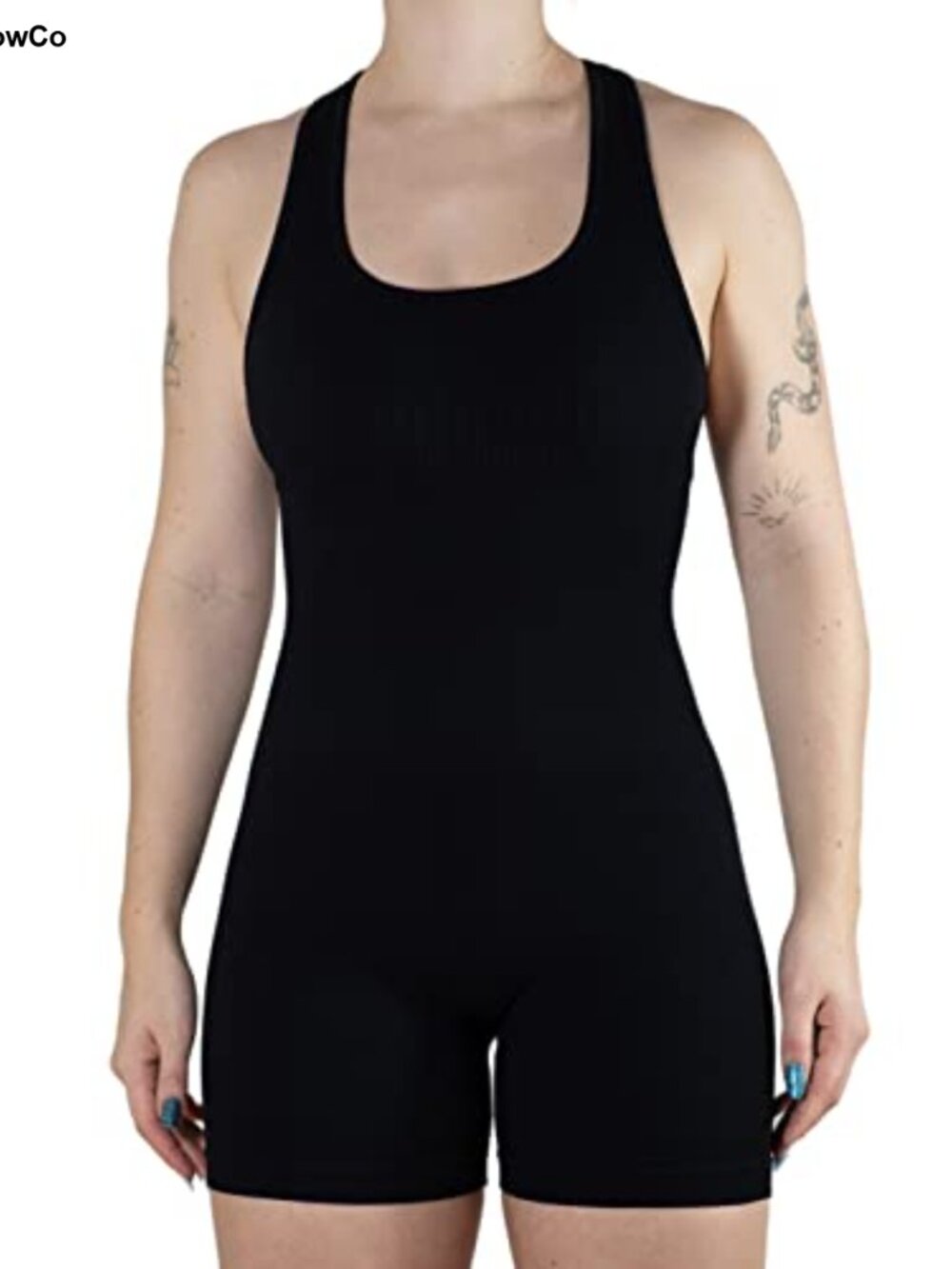 Seamless High Compression Tummy Control Racerback Workout Romper - Picture 3 of 6